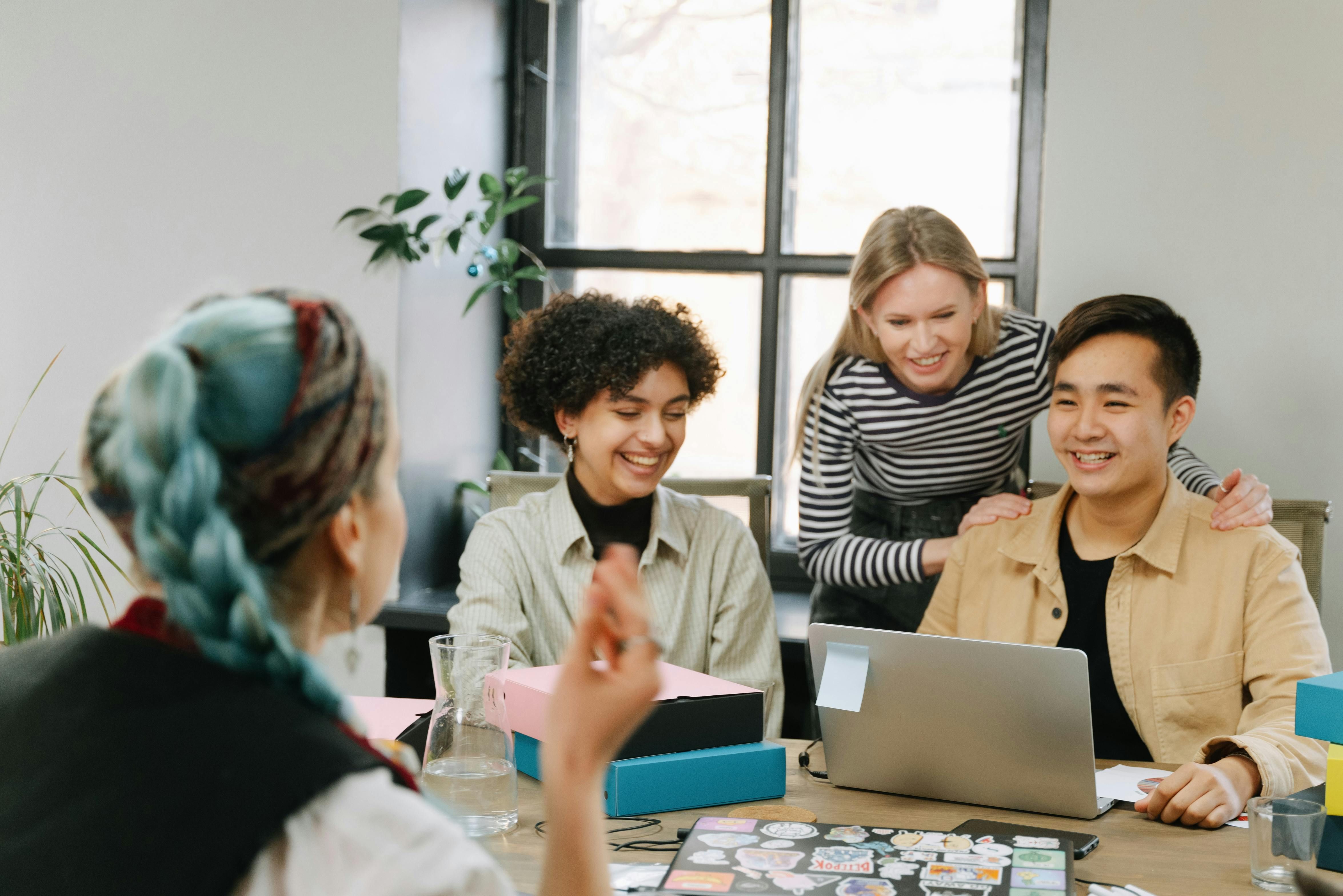 This image shows a team working in an office